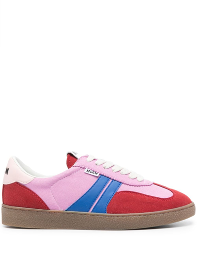 Msgm Retro Panelled Sneakers In Rosa
