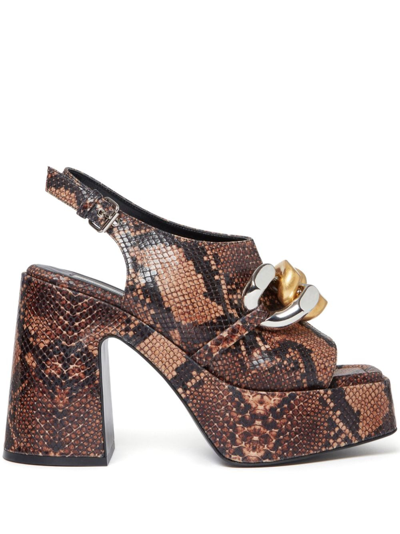Stella Mccartney Skyla Alter Python Chain Platform Sandals In Brown