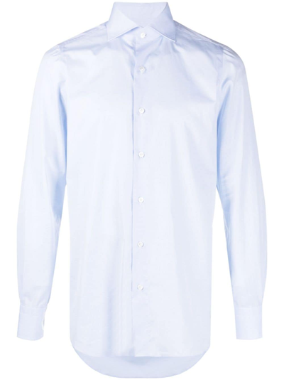 Finamore 1925 Napoli Long-sleeve Cotton Shirt In Blau