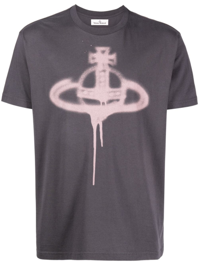 Vivienne Westwood Spray Orb Logo T Shirt Grey