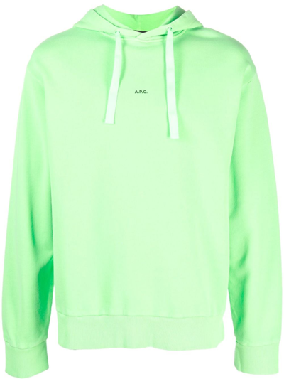 A.p.c. Larry Cotton Hoodie In Green