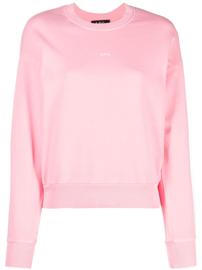 Apc Steve Logo-print Sweatshirt In Rosa