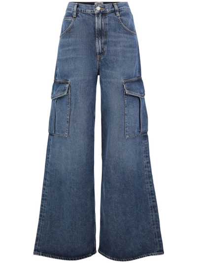 Agolde Minka Relaxed Flare Cargo Jeans In Blue