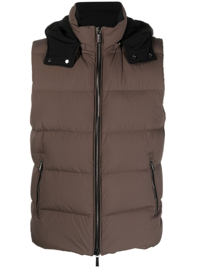 Moorer High-neck Padded Gilet In Brown