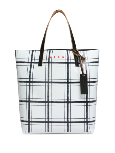 Marni Tribeca Checked Tote Bag In Schwarz