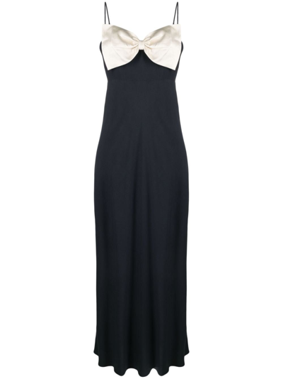 Rixo London Linda Bow-embellished Maxi Dress In Blue