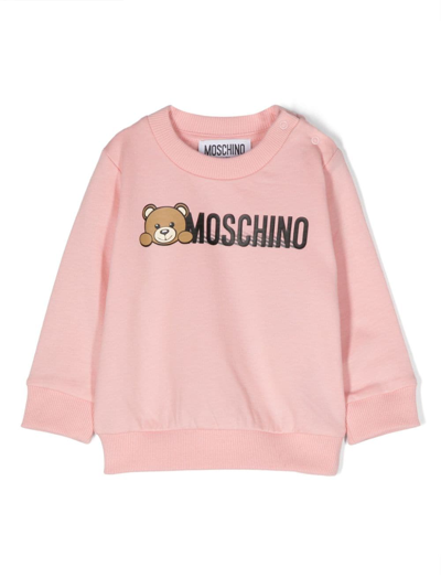 Moschino Babies' Logo-print Cotton Sweatshirt In Rosa