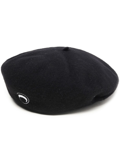 Marine Serre Logo Embroidered Beret In Black