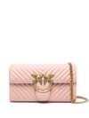 Shop Pinko Love One Leather Crossbody Bag In Rosa