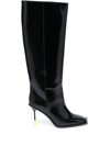 Msgm 110mm Patent Leather Boots In Schwarz