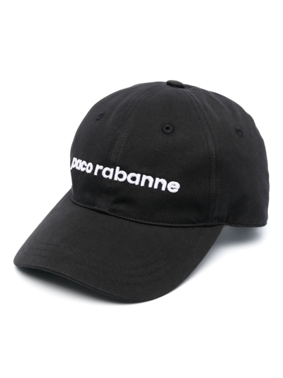 Rabanne Logo-embroidered Cotton Cap In Schwarz