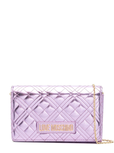 Love Moschino Logo-lettering Quilted Crossbody Bag In Violett
