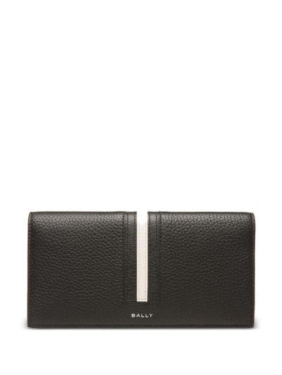 Bally Ribbon Continental Leather Wallet In Black