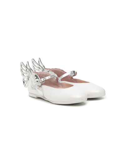 Sophia Webster Kids' Heavenly Leather Ballerina Shoes In White