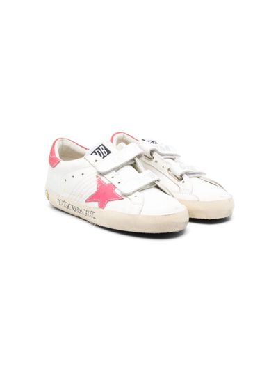 Golden Goose Kids' Star-patch Touch-strap Sneakers In White