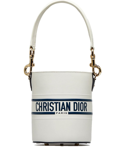 Pre-owned Dior  Small Vibe Bucket Two-way Bag In White