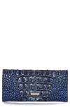 Brahmin Veronica Melbourne Croc Embossed Leather Envelope Wallet In Kyanite Melbourne