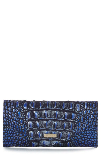 Brahmin Veronica Melbourne Croc Embossed Leather Envelope Wallet In Kyanite