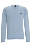 Hugo Boss Cotton-blend Regular-fit Sweater With Logo Detail In Blue