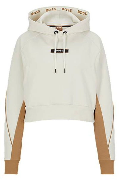 Hugo Boss X Alica Schmidt Hoodie With Logos And Contrast Inserts In Neutral