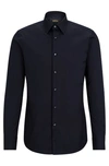 Hugo Boss Slim-fit Shirt In Cotton-blend Poplin With Stretch In Blue