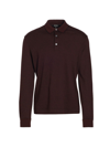 Zegna Long-sleeve Cotton Polo Shirt In Red