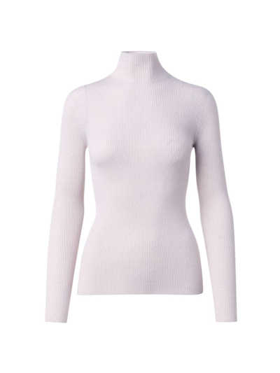 Akris Cashmere-silk Fine Ribbed Knit Pullover In Greige
