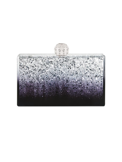 Aquazzura Women's Tequila Crystal-embellished Glitter Clutch In Black Silver