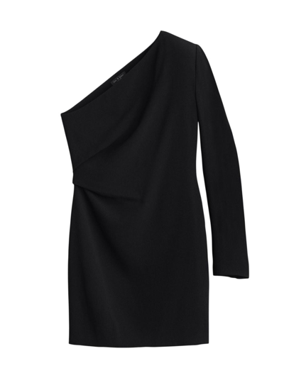 Rag & Bone Neeva One-shoulder Japanese Crepe Mini Dress In Black