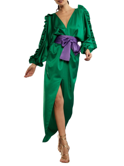 Cynthia Rowley Women's Satin Sash Caftan In Green