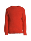 Drake's Men's Brushed Shetland Crewneck Sweater In Orange