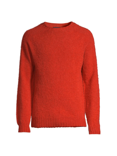 Drake's Men's Brushed Shetland Crewneck Sweater In Orange