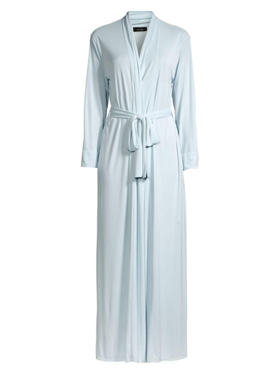 Natori Women's Enchant Long Satin Dressing Gown In Frosted Blue
