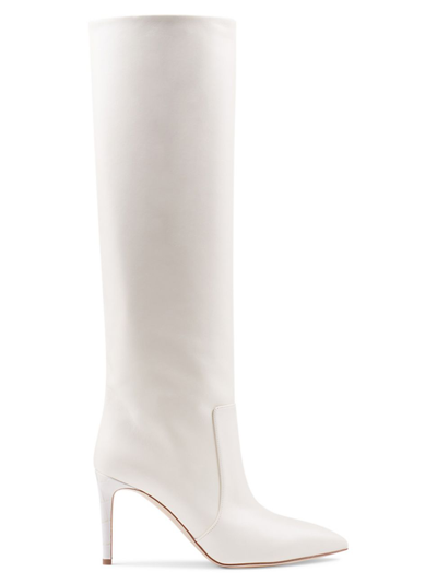 Paris Texas Women's Knee-high Leather Stiletto Boots In White