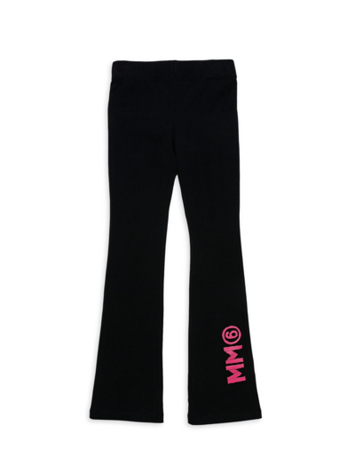 Mm6 Maison Margiela Logo-print Flared Trousers In Black