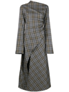 JADE CROPPER GREY PLAID-PRINT ASYMMETRIC DRESS