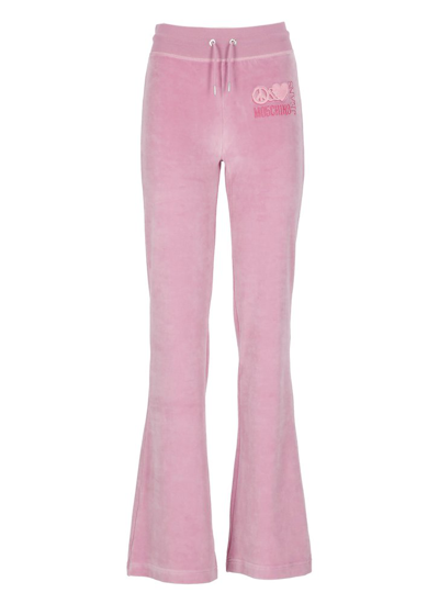 Moschino Flared Logo-detail Trousers In Pink