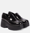 Hogan H-stripes Wedge Leather Loafers In Black