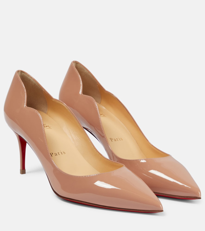 Christian Louboutin Hot Chick Patent Red Sole Pumps In Beige