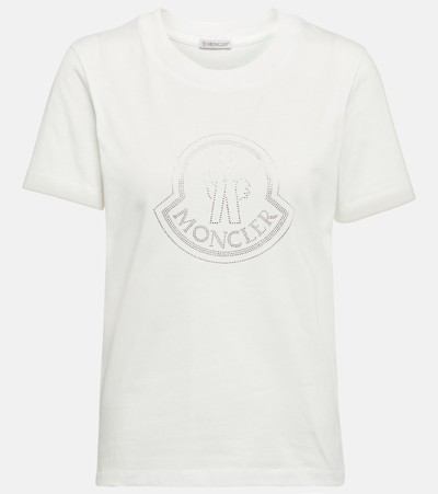 Moncler Logo Cotton Jersey T-shirt In Silver