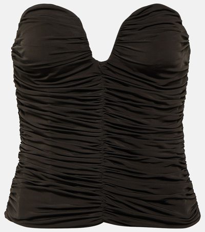 Magda Butrym Ruched Jersey Bustier In Brown
