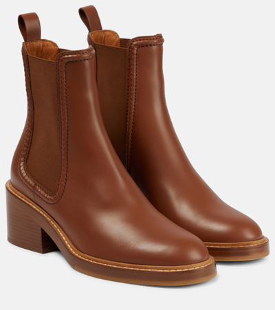 Chloé Mallo Leather Ankle Chelsea Boots In Caramello