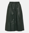 Yves Salomon Flared Leather Midi Skirt In Neutrals