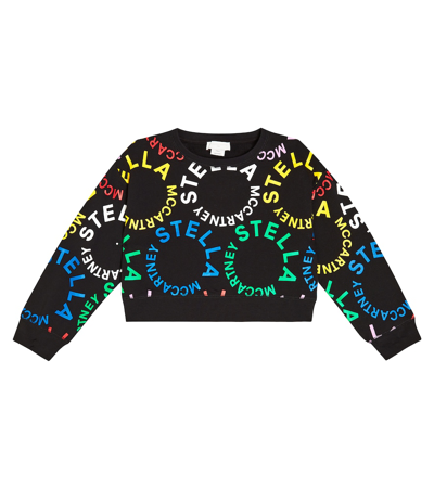 Stella Mccartney Kids' Logo Cotton Jersey Sweatshirt In Black