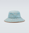 Versace Allover Cotton Bucket Hat In Blue