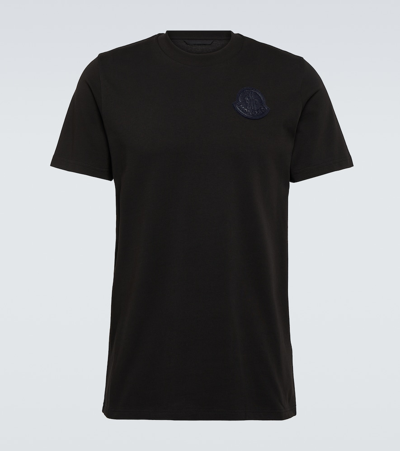 Moncler Logo Cotton Jersey T-shirt In Black