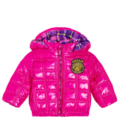 Versace Babies' Medusa Head-patch Quilted Jacket In Pink