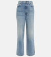 Khaite Martin Distressed Rigid High-rise Straight-leg Jeans In Blue