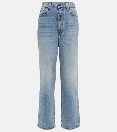 Khaite Martin Distressed Rigid High-rise Straight-leg Jeans In Light Wash