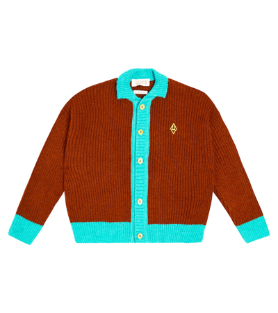 The Animals Observatory Kids' Toucan Colourblocked Wool Cardigan In Multicoloured